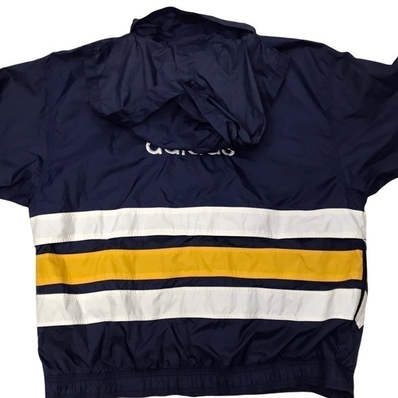 Vtg 90s Adidas Windbreaker Men XL Full Zip Spell Out Jacket Blue Yellow White - Picture 5 of 13